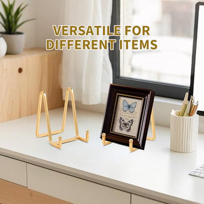 Plate Holder Easel Display Stand - 4.5 inch Metal Plate Stands for Display - Tabletop Picture Stand - Gold Iron Easels for Display Pictures | Photo Frames | Book | Decorative Plates | Plaque -1 Pack - size: 4.5 inch