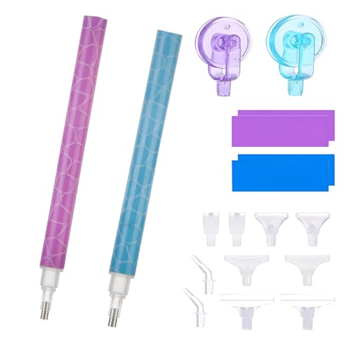 2 Sets Diamond Painting Pen Wheel Tools– Diamond Art Roller with Groove & Placer Tips for for Efficient DIY Craft Gem Art