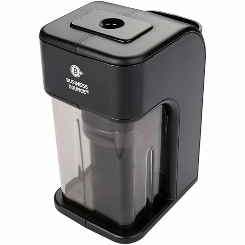 Business Source Electric Pencil Sharpener with Built-in Pencil Holder, AC Adapter Powered, Black