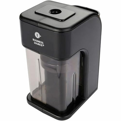 Business Source Electric Pencil Sharpener with Built-in Pencil Holder, AC Adapter Powered, Black
