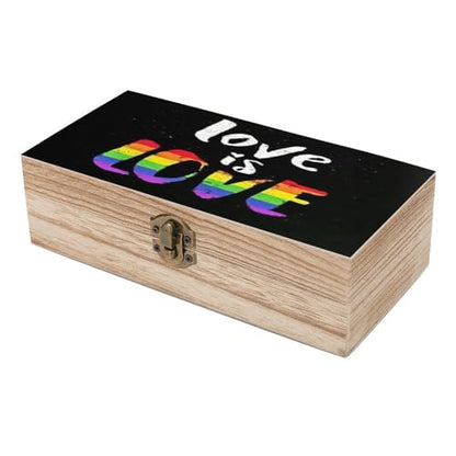 LGBT Rainbow Pride Love Is Love Jewelry Box Wooden Rustic Multi-Purpose Organizer with Front Clasp for Jewelry, Crafts, Accessories & Small Items - color: style-8