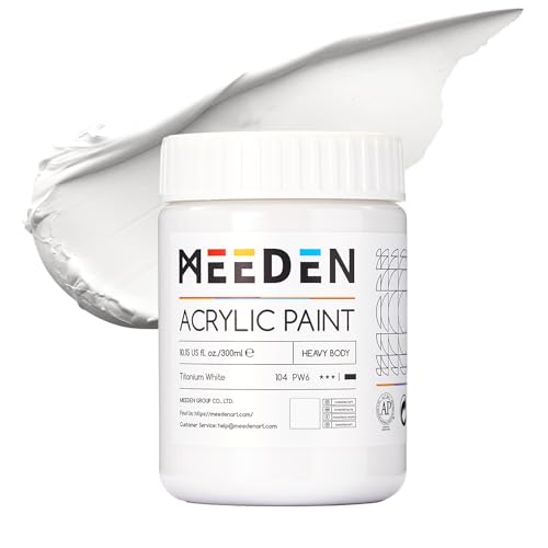 MEEDEN Titanium White Acrylic Paint: 300ml/ 10oz Heavy Body Gloss Acrylic Paint - Thick Art Paints for Professional Artists Painting on Canvas - color: Titanium White - 300ml