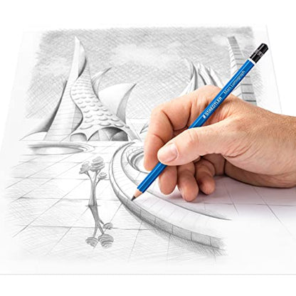 STAEDTLER Mars Lumograph 100-9B Premium Quality Pencil, Hardness 9B, Box of 12, Blue (100-9B VE) - style: 9B