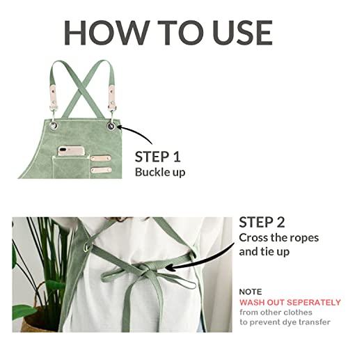 carrotez Adjustable Over sized Plus Size Canvas Apron with Pockets Men and Women Aprons - color: Mint