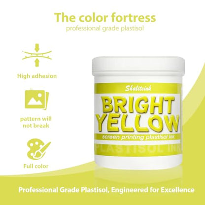 Shaliteink® Screen Printing Plastisol Ink Bright Yellow - Highly Opaque Screen Printing Ink for Cotton, Polyester and Other Fabrics (32oz.) - color: Bright Yellow, size: 32 fl oz