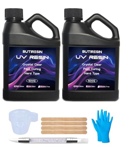1000g UV Resin, UV Resin Clear - Fast Curing, Crystal Clear, Odourless, Low Viscosity & Hard Type, UV Resin Kit for DIY Jewelry Making, Casting, and Coating Crafts - size: 1000g