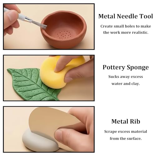 14 Piece Clay Tools Kit – Pottery and Polymer Clay Sculpting Set for Beginners & Adults, Air-Dry Clay Tools for Carving, Drawing, Molding, Shaping and Modeling(14)