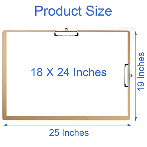 Acocony Drawing Board 18 x 24 Double Clip Drawing Boards for Artists Hardboard Art Clipboard Low Profile Clip MDF Pack of 1 - size: Normal Style