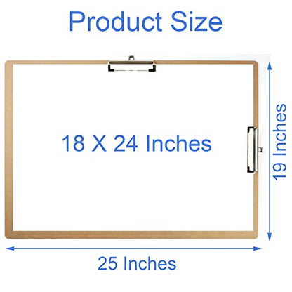 Acocony Drawing Board 18 x 24 Double Clip Drawing Boards for Artists Hardboard Art Clipboard Low Profile Clip MDF Pack of 1 - size: Normal Style