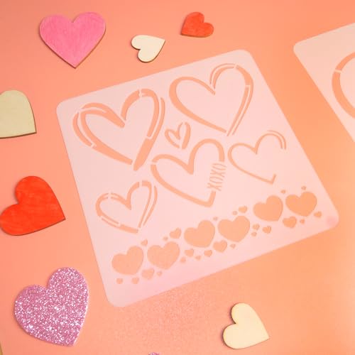HADDIY Heart Stencils for Painting,11 Pcs Plastic Heart Templates for Drawing on Wood and Crafts,Spraying on Wall