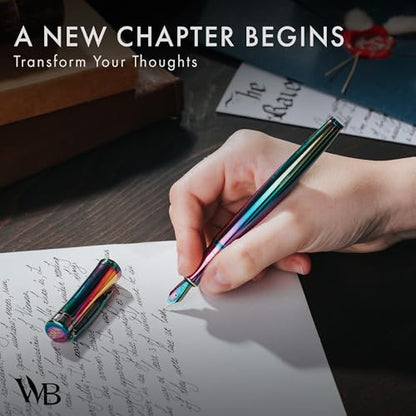 Wordsworth & Black Calligraphy Pen Gift Set, Includes Ink Bottle, 6 Ink Cartridges, A Refill Converter, 6 Replacement Nibs, Journaling, Smooth Writing Pens [Rainbow] - color: Rainbow