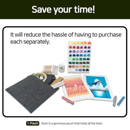 BERRYCANVAS Artists' Soft Oil Pastels Premium Set of 48 + Kits