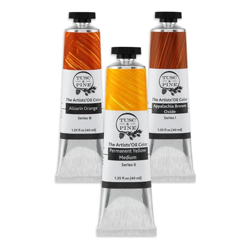 Tusc & Pine Artist Oil Paint - 40 ml Set of 3 - Assorted Mountain Range Colors - Non-Yellowing, Creamy Consistency, Max Pigment Load, Small Batch Milled Oil Paints Developed for Professional Artists - color: Mountain Range, size: 1 Count (Pack of 3)
