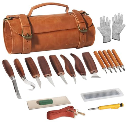 Wood Carving Kit,Carving Knife Set for Beginners,and Adults,Wood Carving Tools,Whittling Knife Set,Wood Whittling Set for Hobbies, Carving Set,Hook Knife,Spoon Carving Knife Suitable,Gift