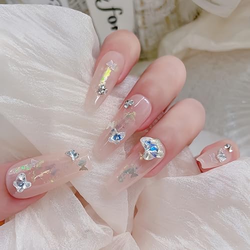 300Pcs Butterfly Nails Charms Mixed Colorful Butterflies Crystal Flat Back Nail Gems Mini Butterfly Nail Rhinestones Nail Diamonds Spring Summer Nail Jewelry for Women Manicure Accessories Crafts - color: gold