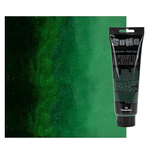 Soho Urban Artist Heavy Body Acrylic Paint - 250 ml Tube - Permanent Green - Thick, Rich Color, Excellent Coverage, Professional Quality - Artists Acrylic Paint - color: Permanent Green, size: 8.45 Fl Oz (Pack of 1)