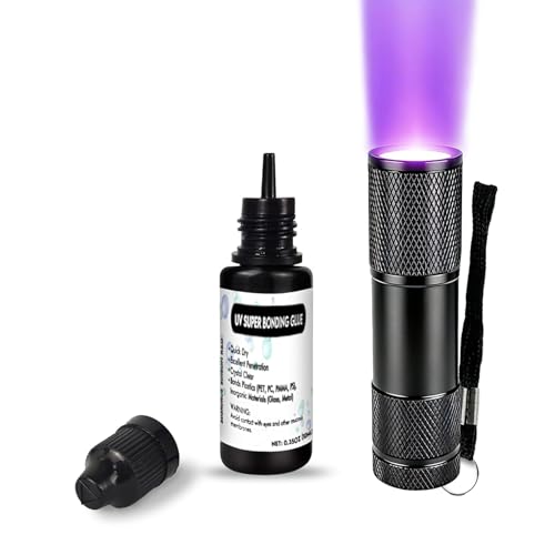 EDSRDXS 10ml UV Welding Resin Bonding Glue Kit with 3W UV Light | Bonds glass, metal & plastics. Clear weld for home repairs. Thin tube for precise drops.