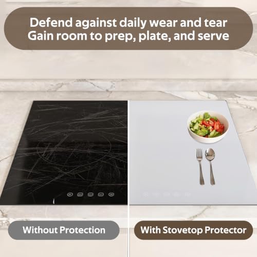 Silicone Cooktop Cover for Electric Stove - 2MM Extra ThickHeat Resistant Countertop Protector Mat - Ceramic Glass Cooktop Protector – Flat Range Top Shield, 23.6" x 15.7" Translucent (2-Pack)