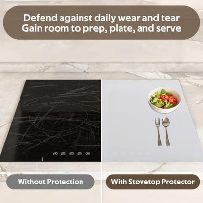 Silicone Cooktop Cover for Electric Stove - 2MM Extra ThickHeat Resistant Countertop Protector Mat - Ceramic Glass Cooktop Protector – Flat Range Top Shield, 23.6" x 15.7" Translucent (2-Pack)