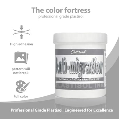 Shaliteink® Screen Printing Plastisol Ink Anti-Migation - Highly Opaque Screen Printing Ink for Cotton, Polyester and Other Fabrics (8oz.) - color: Anti-migration, size: 8 fl oz