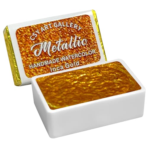 Shifting Watercolor Painting Shimmer Metallic Watercolor Paints,Soild Water Color (Inca Gold (Full Pan)) - color: Inca Gold (Full Pan)