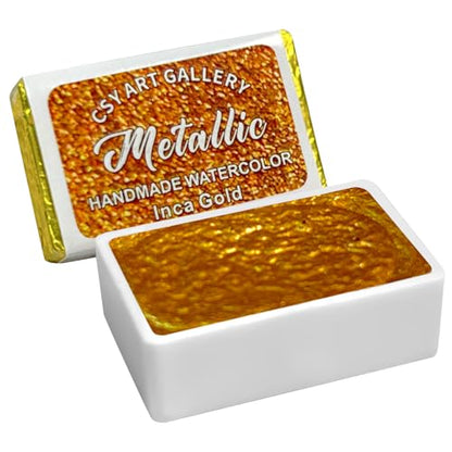 Shifting Watercolor Painting Shimmer Metallic Watercolor Paints,Soild Water Color (Inca Gold (Full Pan)) - color: Inca Gold (Full Pan)