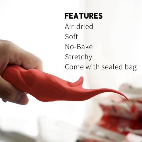 Lightweight Clay - Air Dry Clay, Ultra Light & Soft, Safe & Non-Toxic, Moldable & Flexible, DIY Modeling Clay for Anime Figures, Sculpting, Molding, Creative Art Crafts - color: Red