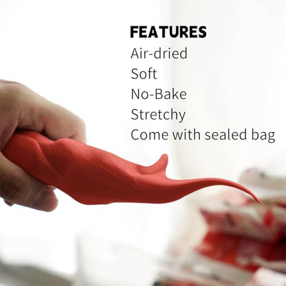 Lightweight Clay - Air Dry Clay, Ultra Light & Soft, Safe & Non-Toxic, Moldable & Flexible, DIY Modeling Clay for Anime Figures, Sculpting, Molding, Creative Art Crafts - color: Red