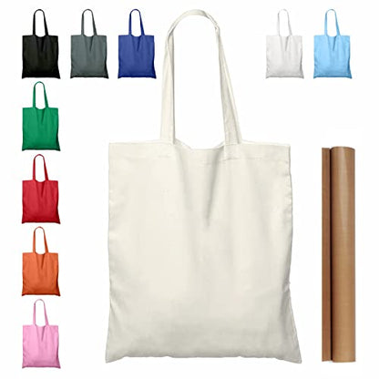 NPBAG 5 | 15 | 25 | 50 Pack 15'' X 16'' Natural Cotton Tote Bags, Lightweight Blank Bulk Cloth bags with 1pc of PTFE Teflon Sheet (15-Pack) - color: Natural, size: Medium