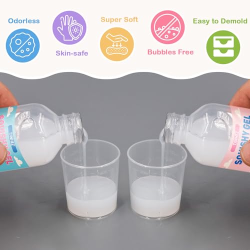 Taba Squishy Kit, 18oz Squishy Making Kit with Gel, Molds & Flocking Powder - Super Soft Bubble Free Fast Cure Liquid Silicone, Ideal for Beginners, Taba Squishy Paw, Gifts & Stress Relief
