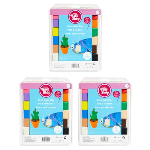 Sculpey Bake Shop Oven-Bake Polymer Clay Variety Pack, Perfect for Crafting, 12 Assorted Colors and 1 Modeling Tool/Pack, Case of 3 Packs, 36 Bars of Clay and 3 Modeling Tools Total