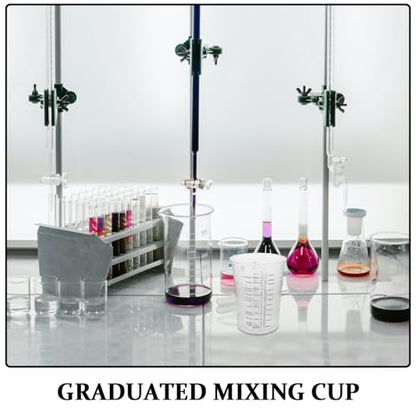 50set Measuring Mixing Cup, 600ml Disposable Graduated Cup, Clear Resin Epoxy Paint Mixing Beaker with Wood Stirring Sticks for Resin, Laboratory