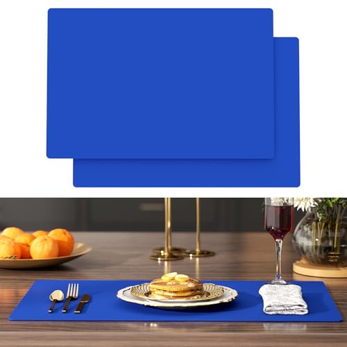 2-Pack Extra Thick Silicone Counter Mats - 24”x16” Large Heat Resistant Kitchen Countertop Protector, Non-Slip Hot Pad Trivet for Air Fryer, Hot Pots & Pans, Coffee Maker(Blue) - color: Blue