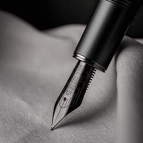 Hongdian N7 Gray Resin Piston Fountain Pen, Iridium Extra Fine Nib Classic Pen Rabbot on Cap Top, Smooth Writing Pen with Metal Box - color: Gray-N7, style: Extra Fine Point