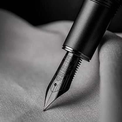 Hongdian N7 Gray Resin Piston Fountain Pen, Iridium Extra Fine Nib Classic Pen Rabbot on Cap Top, Smooth Writing Pen with Metal Box - color: Gray-N7, style: Extra Fine Point