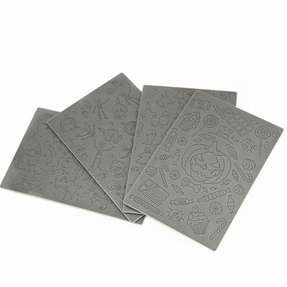 Halloween Polymer Clay Texture Sheets for Earrings Jewerly Making,Ghost Skull Texture Mat for Polymer Clay Projects Polymer Clay Earrings Tools，4pcs/Pack