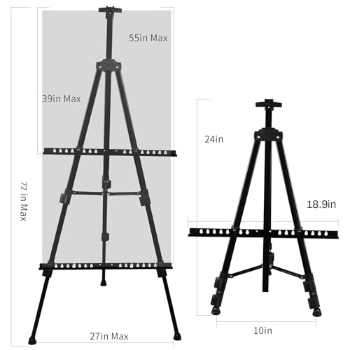 RRFTOK Art Painting Display Easel Stand,72Inches Adjustable Easels for Painting Canvases Height from 22-72”for Table-Top/Floor Paint and Displaying,Black - 3-Pack. - style: 72B 3-pack