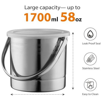Paint Brush Cleaner Tools – Stainless Steel Brush Washer with Removable Dual-Mesh Strainer & Airtight Dust-Proof Lid, 58 oz Large Capacity Rinse Cup for Oil, Acrylic & Watercolor Brushe（L）