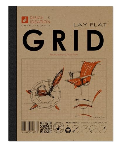 Design Ideation Lay Flat Grid PAD. Removable Sheet. Premium Paper. Smart-Bind Reinforced Lay Flat Binding. Orange Grid. (8.5" X 11") LF-2550-LS (1 Book) - color: Orange Grid