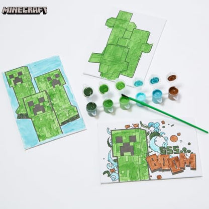 Innovative Designs Minecraft Canvas Paint Set for Kids with 3 Canvases, Acrylic Paint, Paintbrush, & Easel - color: Minecraft