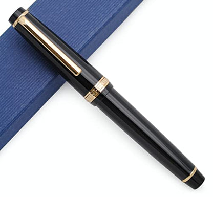 JINHAO 82 Fountain Pen with Gold Clip (F Nib 0.5mm, Black) - color: Black