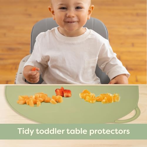 Upward Baby Silicone Suction Mat - Set of 3 Non Slip Silicone Mat - Baby Led Weaning - Kids Placemat for Dining Table High Chair - Toddler Feeding Supplies for Eating - Placemats for Restaurants - style: Gray/Beige/Green - 3pc
