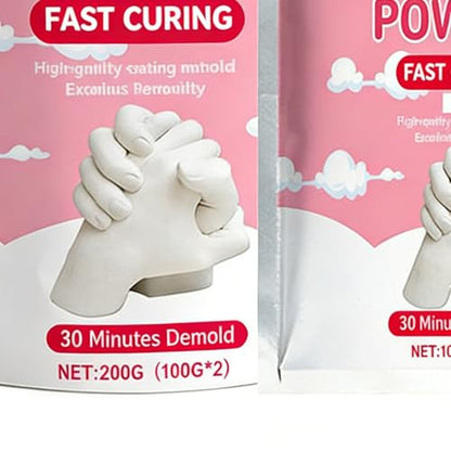 Plaster Powder | 100g Water Activated Easy Mixing - Craft Clone Powder Hand Casting Kit - for Mold Making Hand Sculpture Art Projects Beginners Couples Family