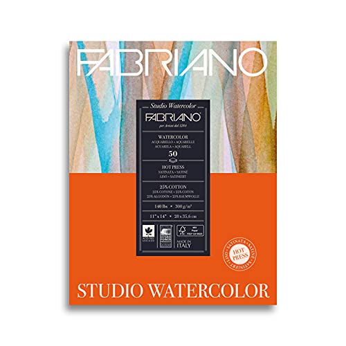 Fabriano Studio Watercolor Pad, Hot-Press, 11" x 14", 140 lb., 50 Sheets - color: White, size: 11 x 14, style: Hot Press