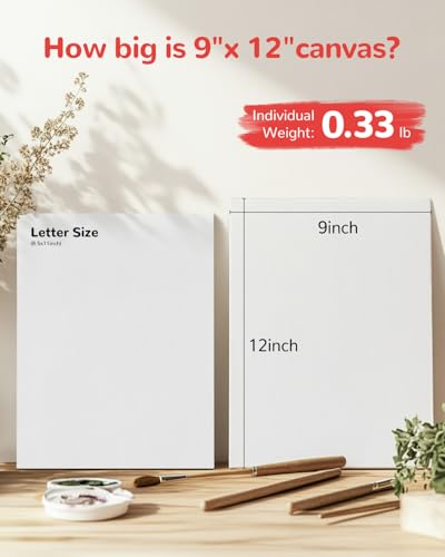 Canvas Boards 60 Pack, 9x12 Inch Painting Canvas Panels White Blank 100% Cotton Art Supplies for Acrylics Oil Watercolor Tempera Paints - size: 9"x12" - 60pcs