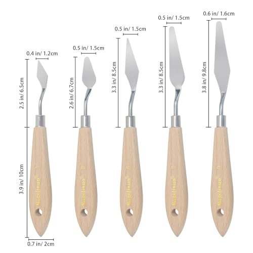 5 pcs Big Palette Knives for Oil, Canvas, Acrylic Painting Tool Set Oil Painting Spatula Shovel Paint Knife with Wooden Handle (P1)