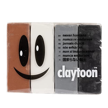 Van Aken Claytoon Modeling Clay – 1 lb (Four 4-oz Bars) – Use for Claymation, Models, and Stop Motion (Neutral) - color: Neutral