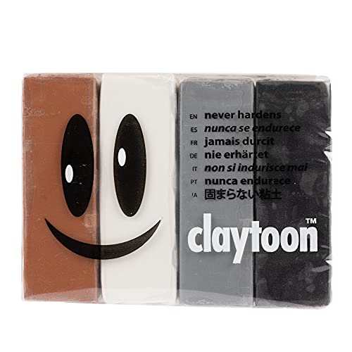 Van Aken Claytoon Modeling Clay – 1 lb (Four 4-oz Bars) – Use for Claymation, Models, and Stop Motion (Neutral) - color: Neutral