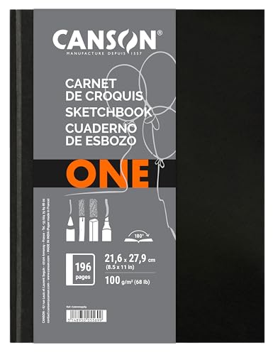 Canson ONE Art Book Paper Pad, Smudge Resistant Sketch Book Paper Pad, Hardbound, 67 Pound, 8.5 x 11 Inch, 98 Sheets - style: 8.5" x 11" Hardbound