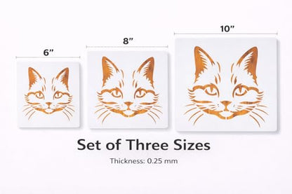 Cat Stencil – Animal Kitten Kitty Art Stencil for Painting, Crafting and DIY Projects (3 Pcs Set) - style: Cat Face